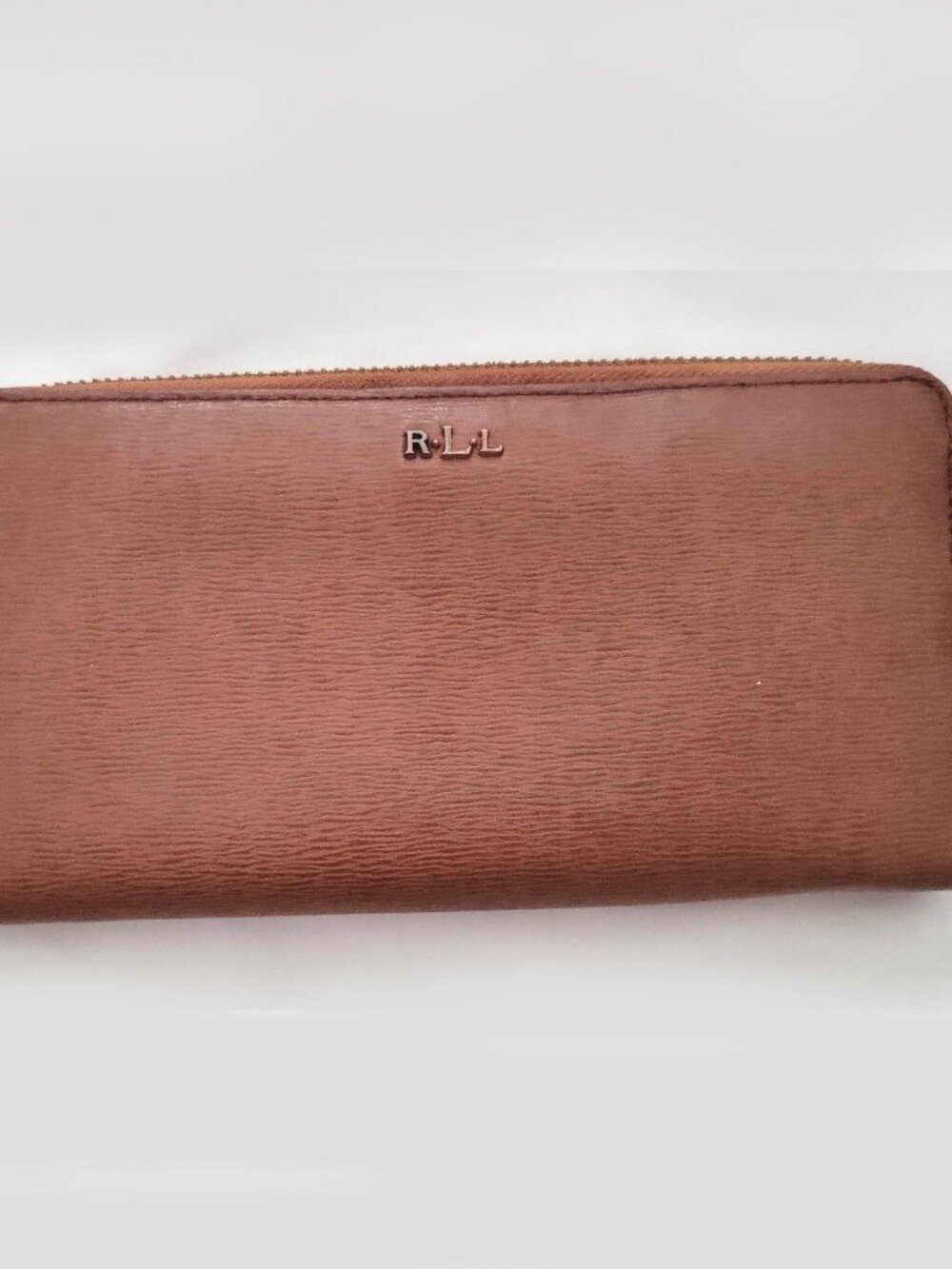 Lauren Ralph Lauren zip-around wallet leather brown color.